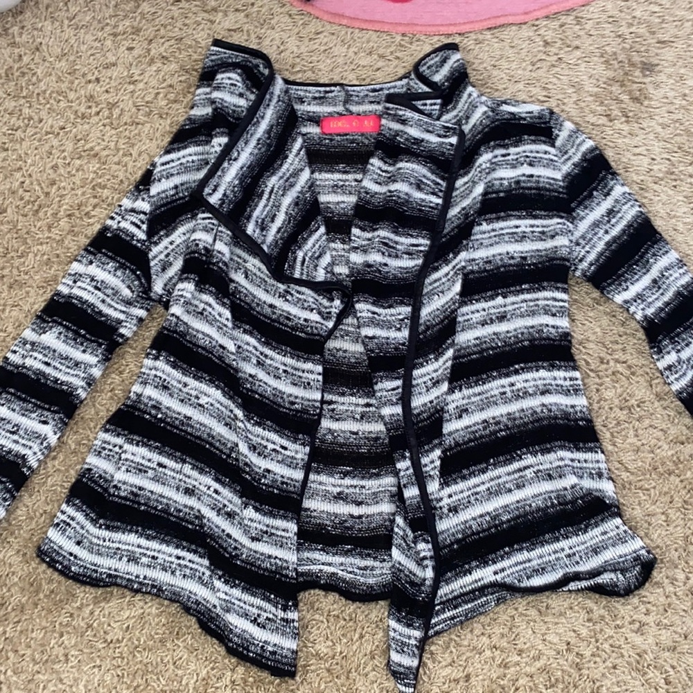Girls black and white cardigan